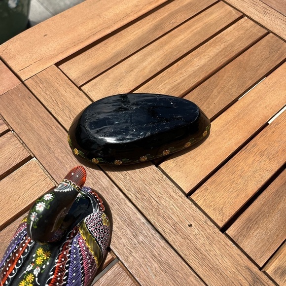 Black Lacquer Wooden Duck Trinket Box Hand Painted Thailand 8.5” Bird Decor - Picture 12 of 12